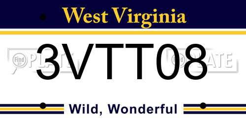 3VTT08 West Virginia License Plate
