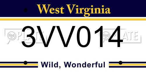 3VV014 West Virginia License Plate