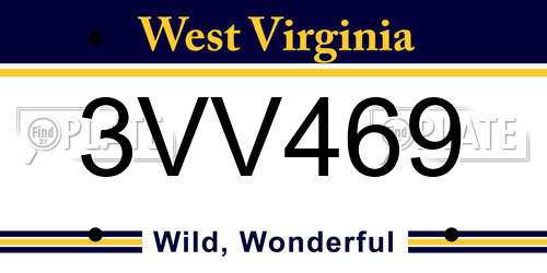 3VV469 West Virginia License Plate