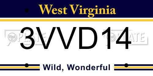3VVD14 West Virginia License Plate