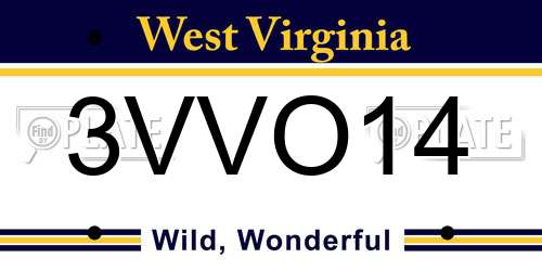 3VVO14 West Virginia License Plate