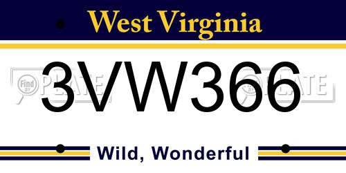 3VW366 West Virginia License Plate