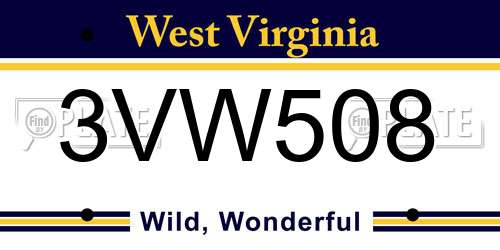 3VW508 West Virginia License Plate