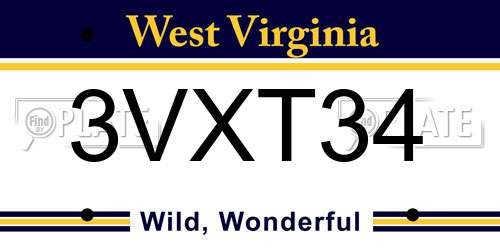 3VXT34 West Virginia License Plate