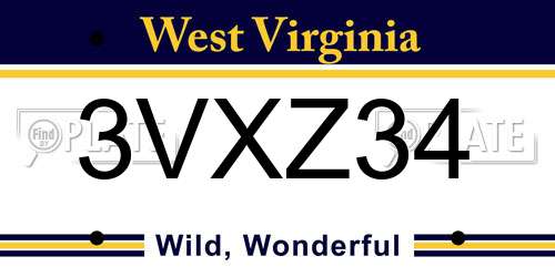 3VXZ34 West Virginia License Plate