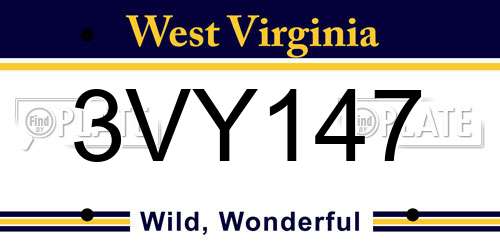 3VY147 West Virginia License Plate