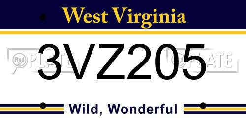 3VZ205 West Virginia License Plate