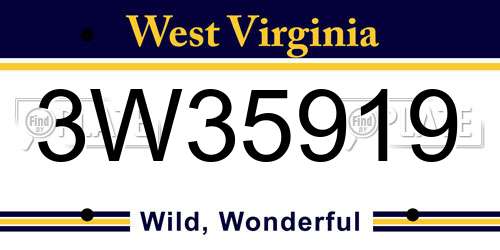 3W35919 West Virginia License Plate