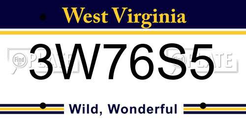 3W76S5 West Virginia License Plate