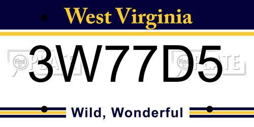 3W77D5 West Virginia License Plate