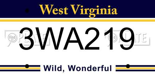 3WA219 West Virginia License Plate