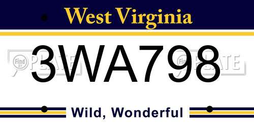 3WA798 West Virginia License Plate