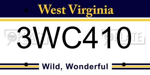 3WC410 West Virginia License Plate