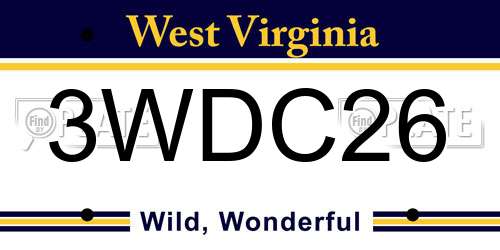 3WDC26 West Virginia License Plate