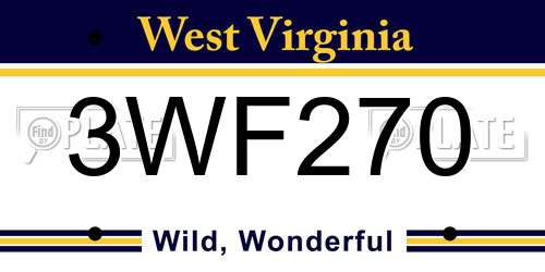 3WF270 West Virginia License Plate