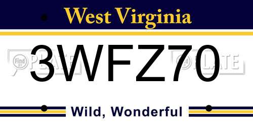 3WFZ70 West Virginia License Plate