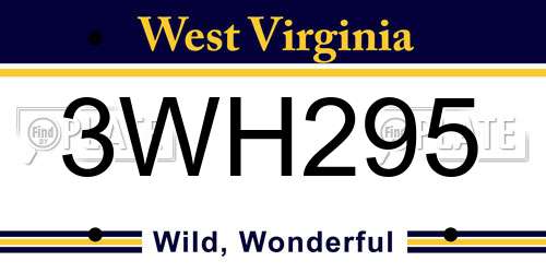 3WH295 West Virginia License Plate