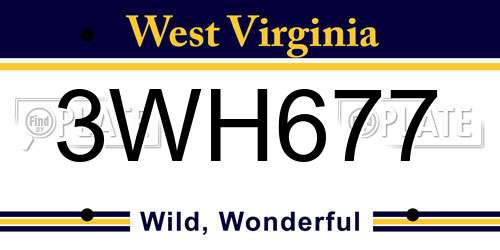 3WH677 West Virginia License Plate