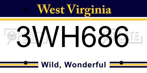 3WH686 West Virginia License Plate