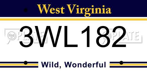 3WL182 West Virginia License Plate