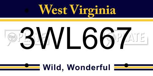 3WL667 West Virginia License Plate