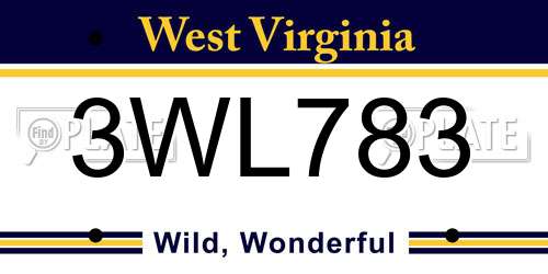 3WL783 West Virginia License Plate