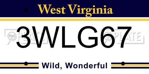 3WLG67 West Virginia License Plate