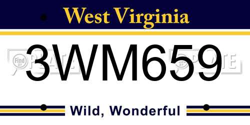 3WM659 West Virginia License Plate