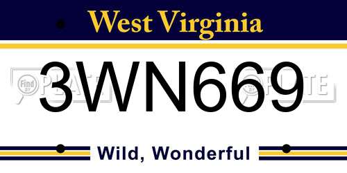 3WN669 West Virginia License Plate