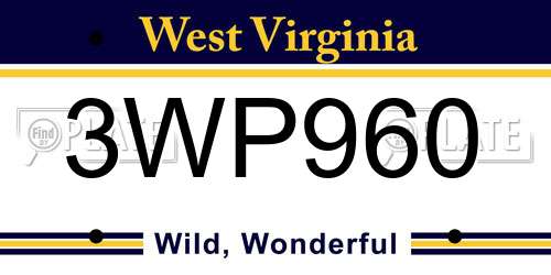 3WP960 West Virginia License Plate