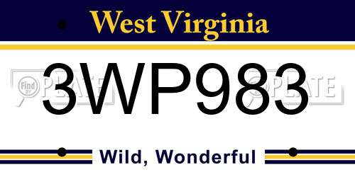 3WP983 West Virginia License Plate