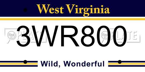 3WR800 West Virginia License Plate