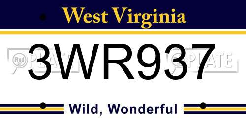 3WR937 West Virginia License Plate