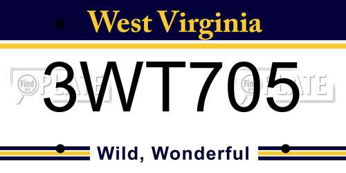 3WT705 West Virginia License Plate