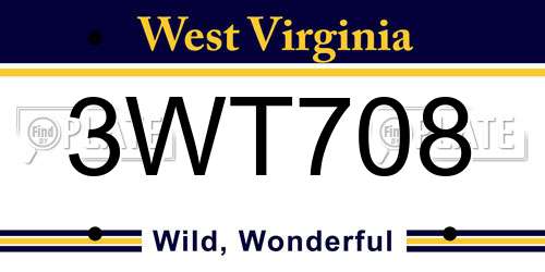 3WT708 West Virginia License Plate