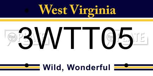 3WTT05 West Virginia License Plate