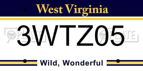 3WTZ05 West Virginia License Plate