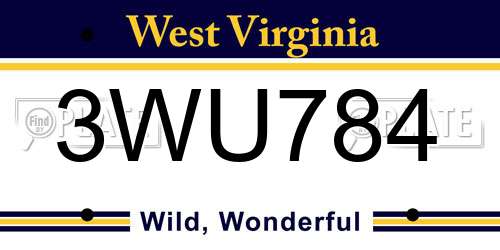 3WU784 West Virginia License Plate
