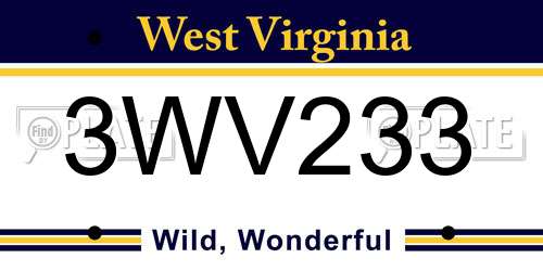3WV233 West Virginia License Plate