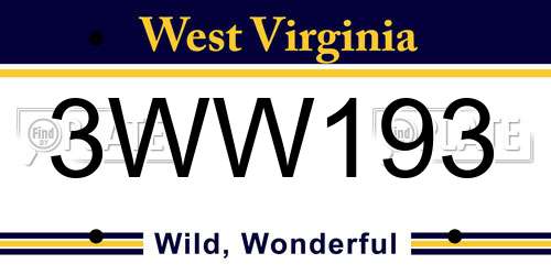 3WW193 West Virginia License Plate