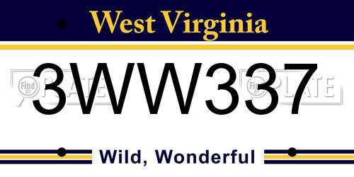 3WW337 West Virginia License Plate