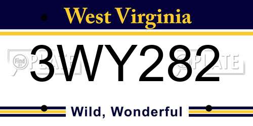 3WY282 West Virginia License Plate