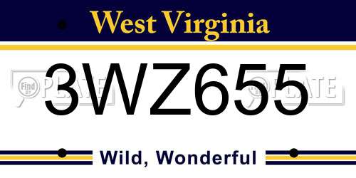 3WZ655 West Virginia License Plate