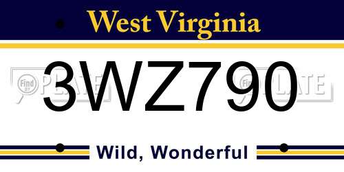 3WZ790 West Virginia License Plate