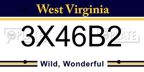 3X46B2 West Virginia License Plate