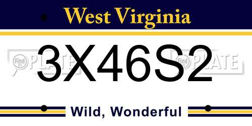 3X46S2 West Virginia License Plate