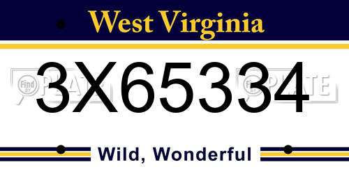 3X65334 West Virginia License Plate