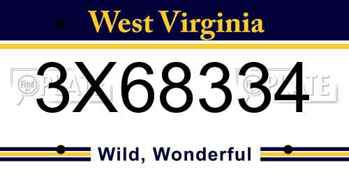 3X68334 West Virginia License Plate