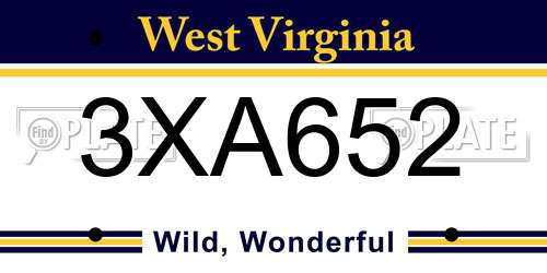 3XA652 West Virginia License Plate