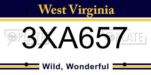 3XA657 West Virginia License Plate